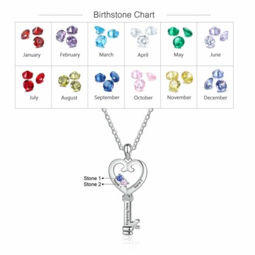 Sterling Silver Necklace - Interlocking Four Birthstone and Four Name Engraving