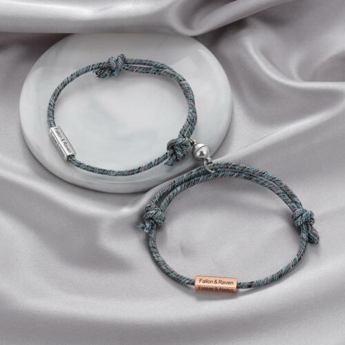 Personalized Braided Bracelet for Men - 1 to 4 Custom Name Engravings