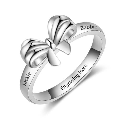 Personalized Name Engraved Bowknot Ring