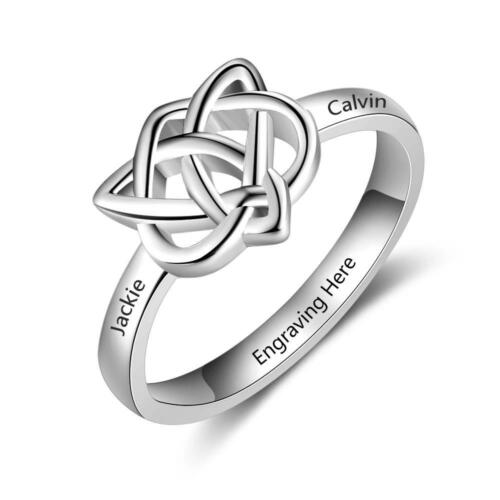 Sterling Silver Infinity Double Heart Birthstone Rings