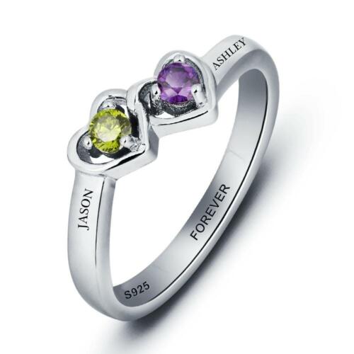 Personalized Sterling Silver Rings with Custom Cubic Zirconia Birthstone