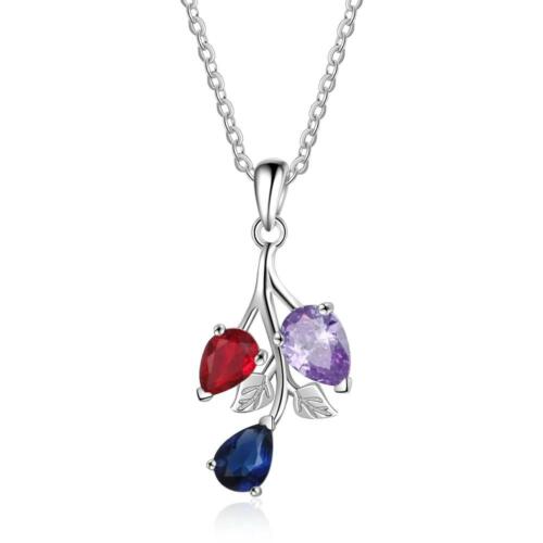 Personalized Necklace & Custom Leaf Pendant with 3 Birthstones