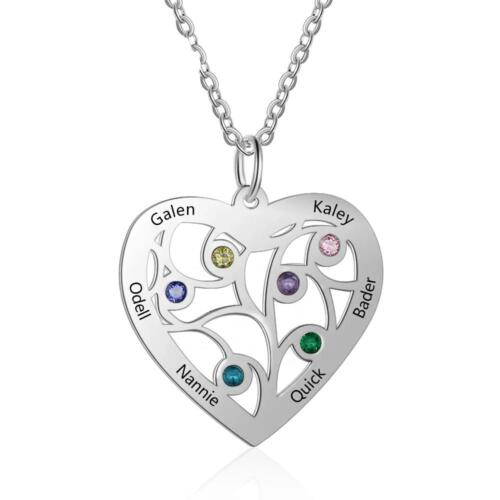 Personalized Necklace with Birthstone & Name Engrave Pendant