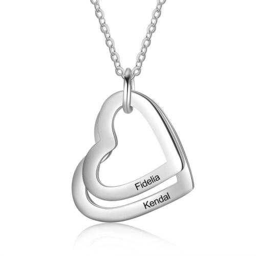 Personalized Heart Necklace with Custom 2 Names Engraved