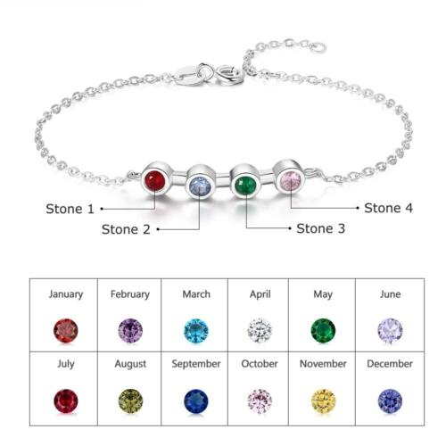 Personalized Sparkling Cubic Zirconia Flower Bracelets and Bangles with Customized Birthstone