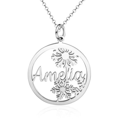 Personalized Sterling Silver Name Necklace with Customized Snowflake Nameplate Pendant - Letter Jewelry