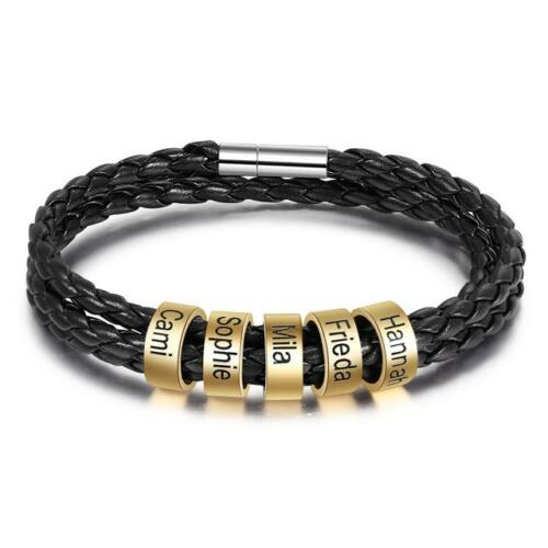 Personalized Braided Bracelet for Men - 1 to 4 Custom Name Engravings