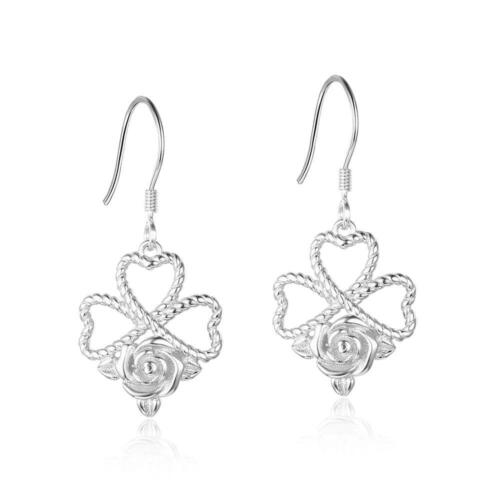 Rose Design Earrings - Sterling Silver Earrings