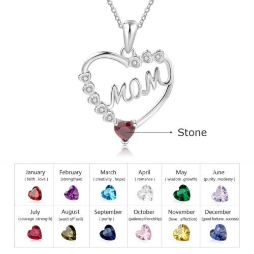 Personalized Sterling Silver Vertical Nameplate Necklace - Customizable 3 Birthstone Pendant