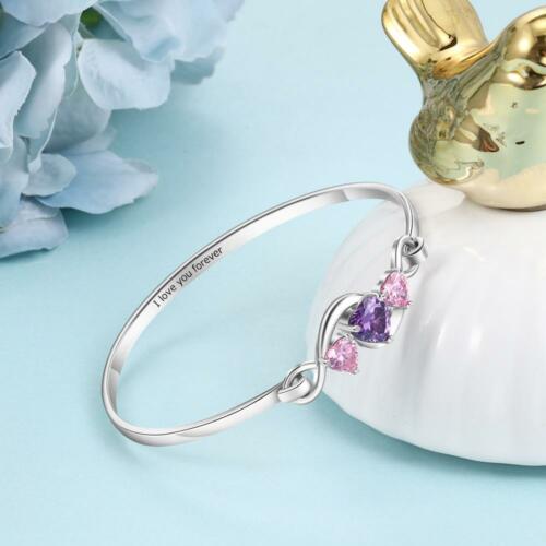 Personalized Birthstone Bracelet - Baby Shower Bracelet - Engraved Bracelet