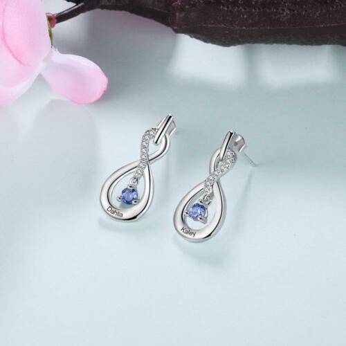 Sterling Silver Stud Earrings - Love Design Zirconia Earrings - Heart Shaped Earrings