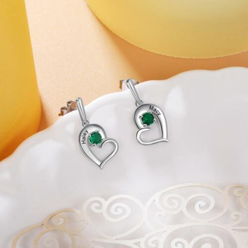 Silver Infinity Birthstone Earring - Name Engraved Earrings