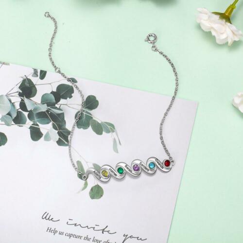 Personalized Silver Sterling Necklace With Birthstone and Name