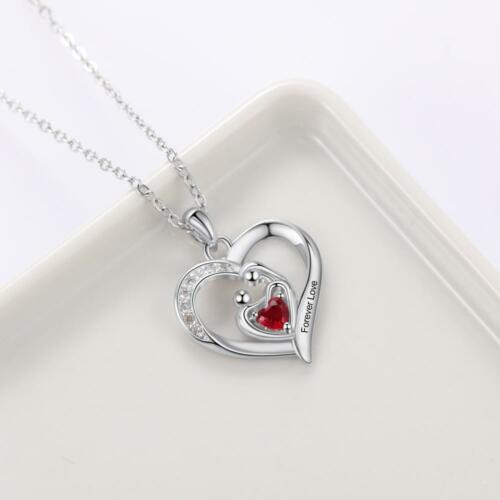 Customized I Love You Necklace - Inlaid Heart Birthstone Jewelry
