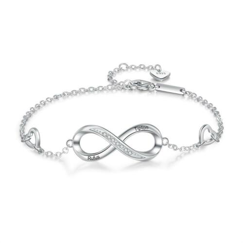 Customized Silver Infinity 2 Name Engraved Bracelet