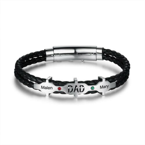Personalized Bar Bracelets & Bangles with 2 Birthstones Custom Engraved NamePlate