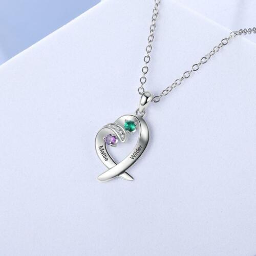 Personalized 3pcs/Set Heart Best Friend Necklace with Birthstone for 3 Friends