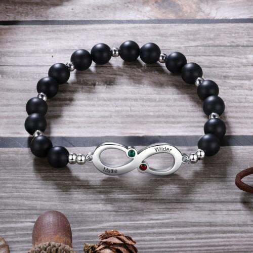 Personalized Multilayer Leather Bracelet - Genuine Black PU Leather Vintage Name Beads Braided Band