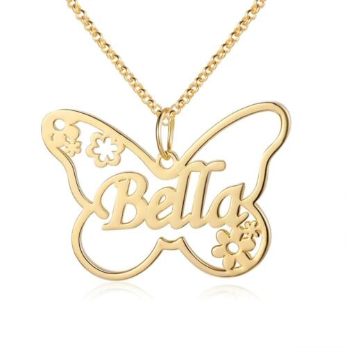 Sterling Personalized Nameplate Butterfly Necklace