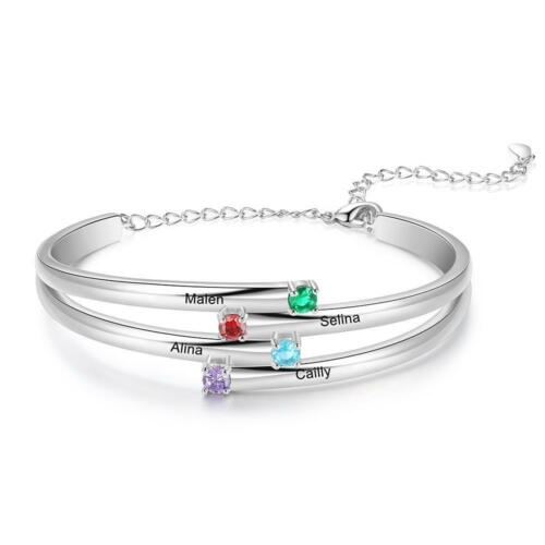 Customized 4 Birthstones Bracelet - Personalized Bracelet for Family