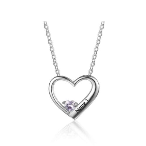 Personalized Sterling Silver DIY Birthstone Necklace Pendant Engraved Heart