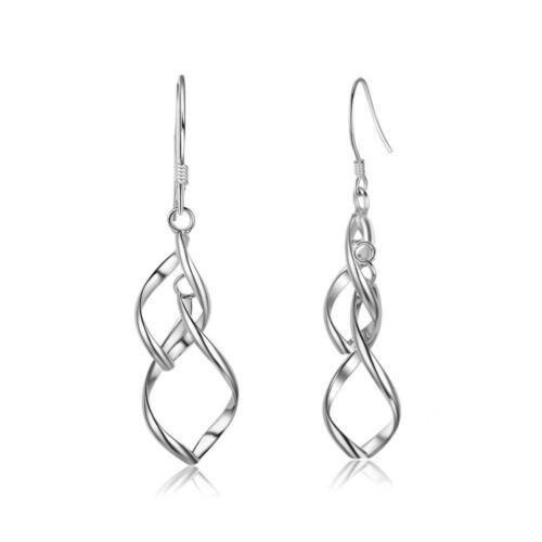 Sterling Silver Double Twisted Drop Earring - Long Leaf Fringed Jewelry