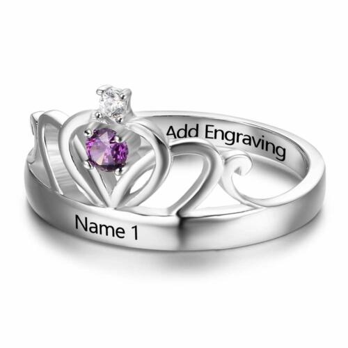 Unisex Personalized Stackable Ring - Engrave Three Custom Names & Birthstones