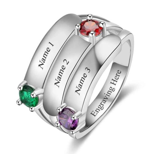 Personalized Jewelry - Three Engraved Names Jewelry - Sterling Silver Ring