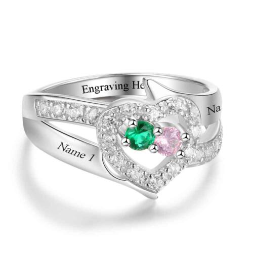 Personalized Wide Love Heart Promise Rings – Custom Names